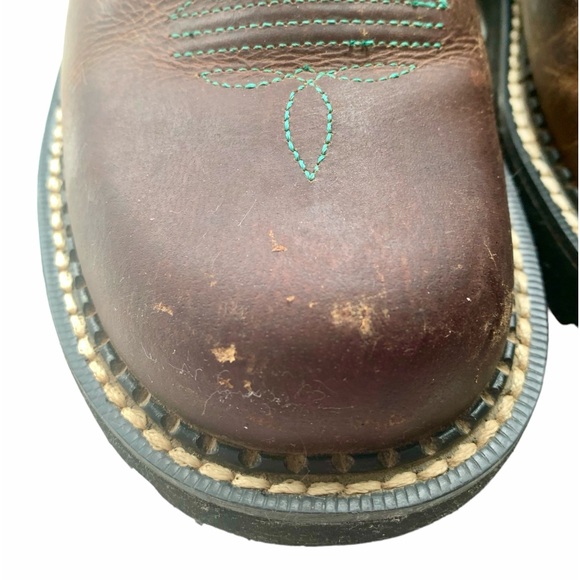 ARIAT Women’s Fatbaby Thunderbird Powder Brown/Teal/Pink Western Boots Size 8.5 - Picture 8 of 16